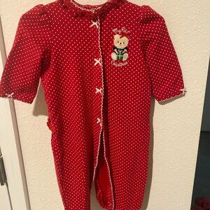 Little Me Red & White Polka Dot “My First Christmas” Onesie – 9 Months
